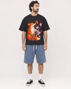 Mockup Boxy Heavyweight Tee Black male full-body 47