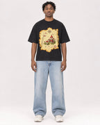 Mockup Boxy Heavyweight Tee Black male full-body 05