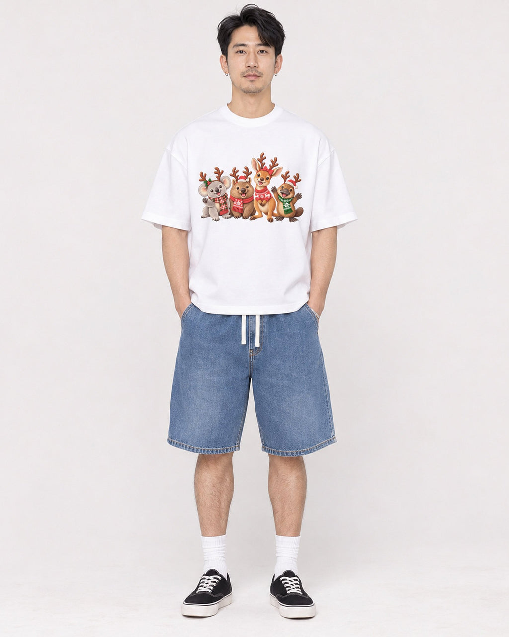 Mockup Boxy Heavyweight Tee White male full-body 13