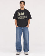 Mockup Boxy Heavyweight Tee Black male full-body 10