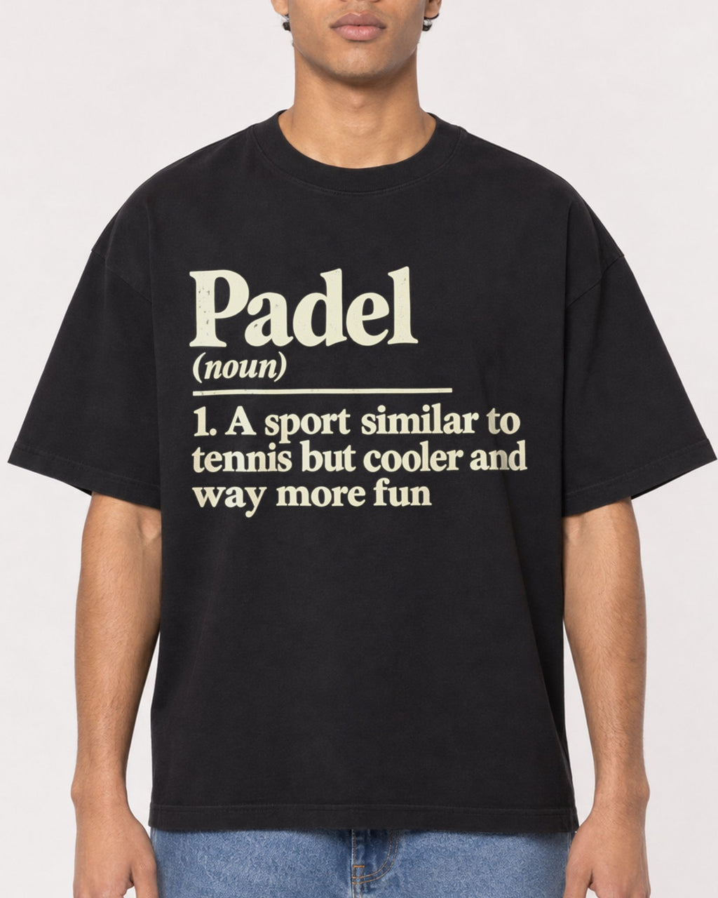 Mockup Boxy Heavyweight Tee Black male close-up 10