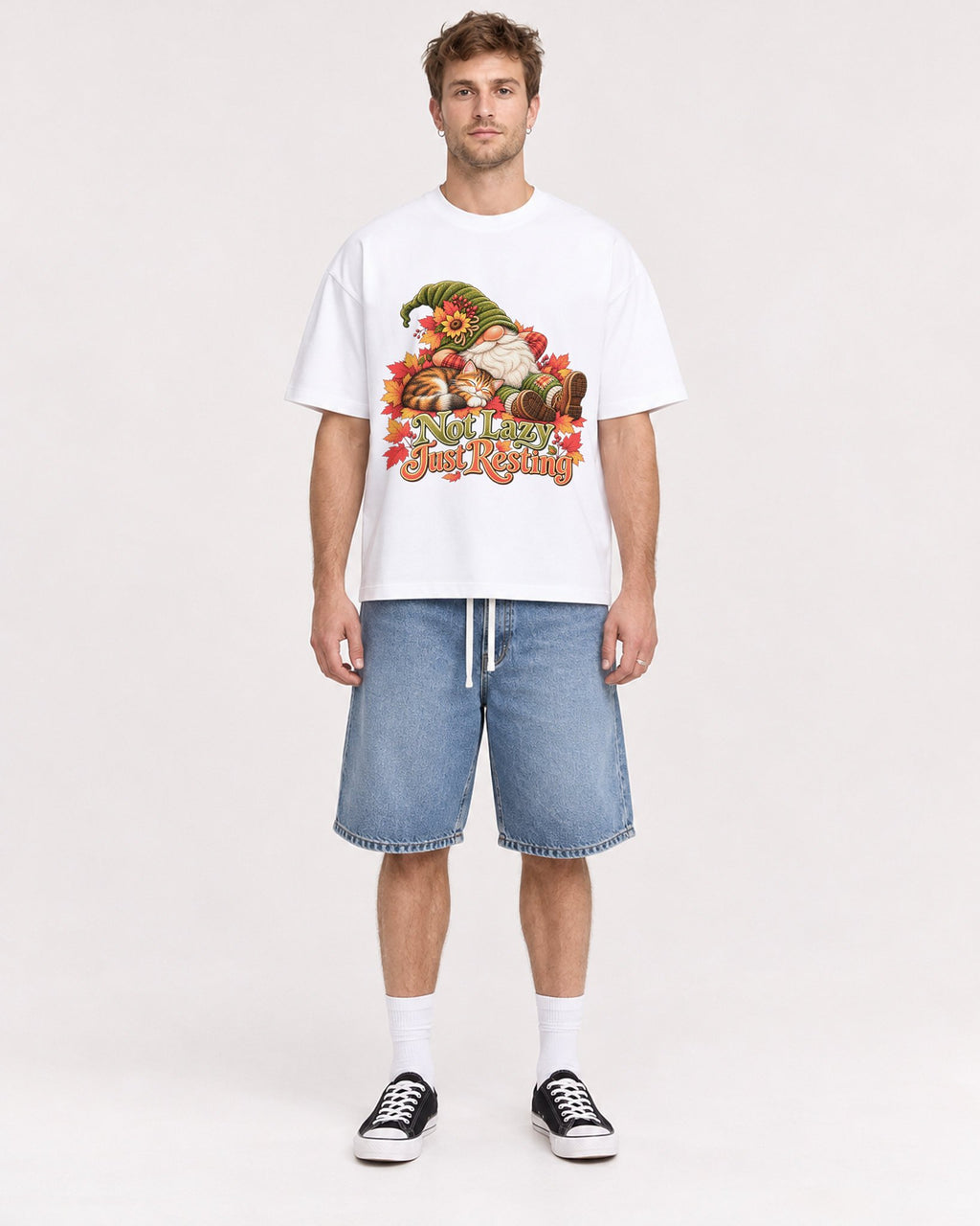 Mockup Boxy Heavyweight Tee White male full-body 08