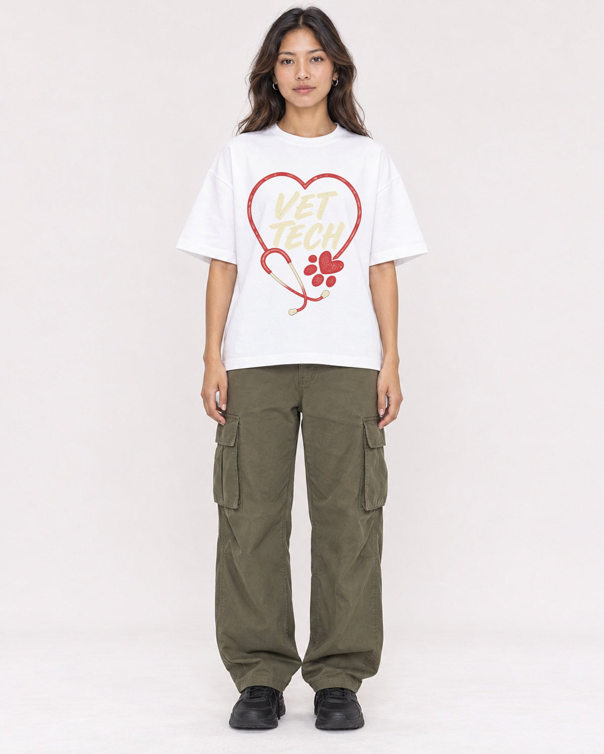 Mockup Boxy Heavyweight Tee White female full-body 02