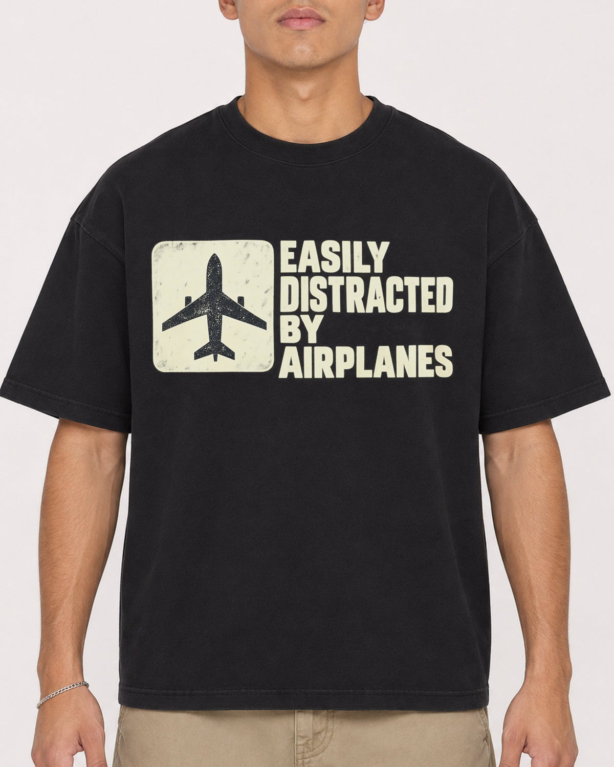Mockup Boxy Heavyweight Tee Black male close-up 16