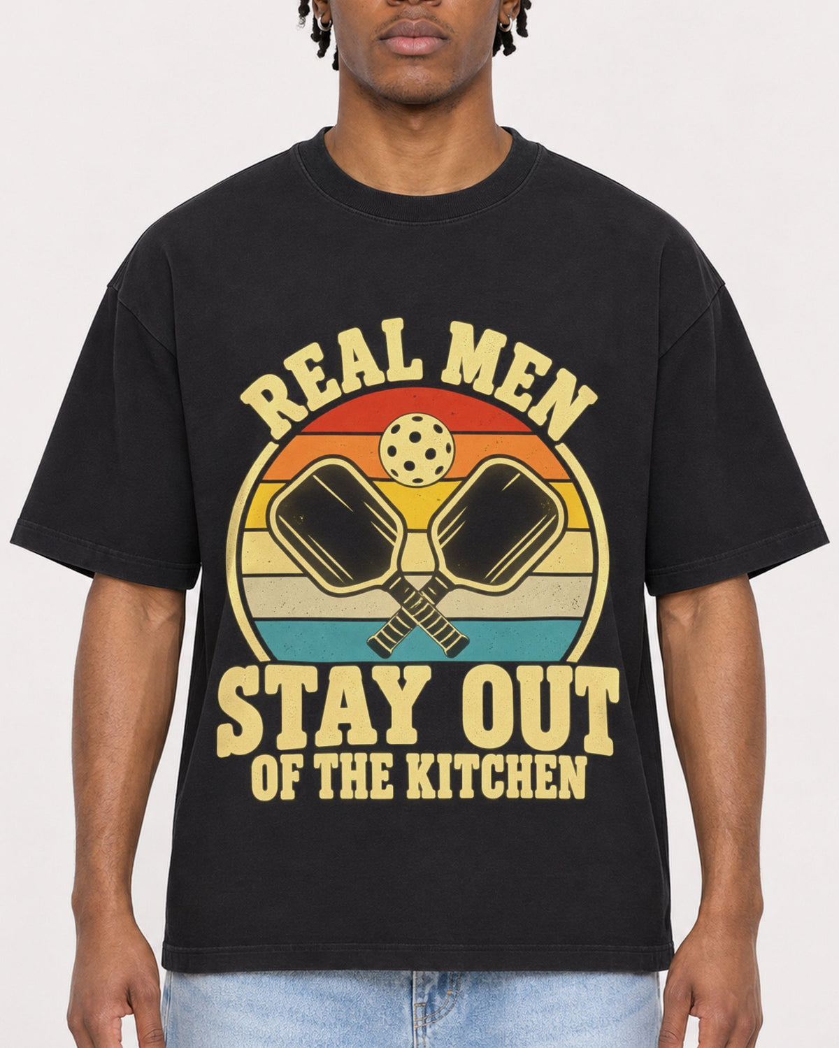 Mockup Boxy Heavyweight Tee Black male close-up 05