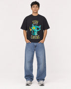 Mockup Boxy Heavyweight Tee Black male full-body 46