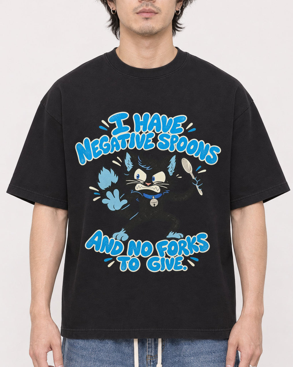 Mockup Boxy Heavyweight Tee Black male close-up 03