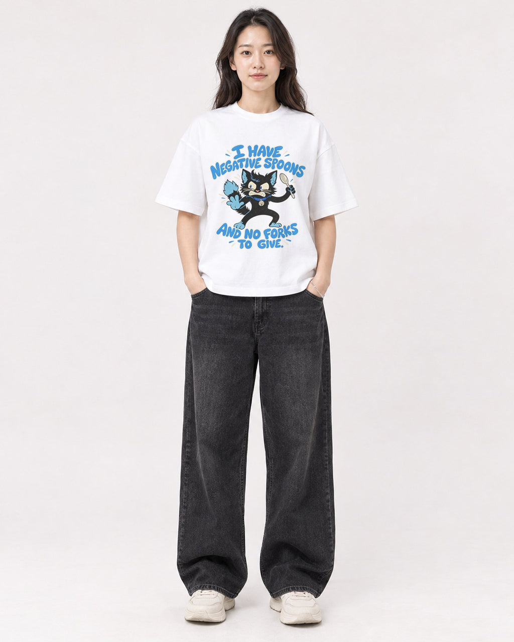 Mockup Boxy Heavyweight Tee White female full-body 03
