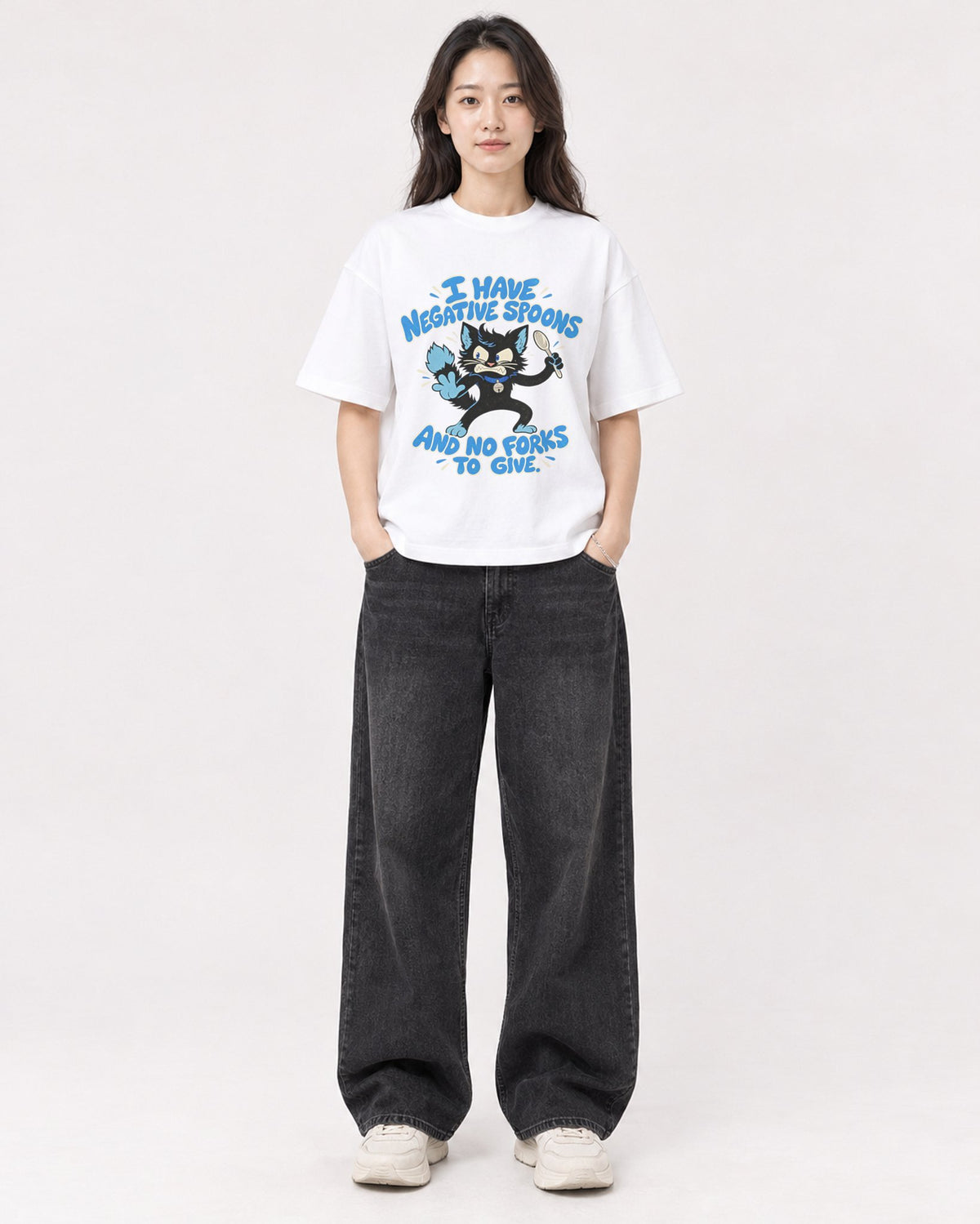 Mockup Boxy Heavyweight Tee White female full-body 03
