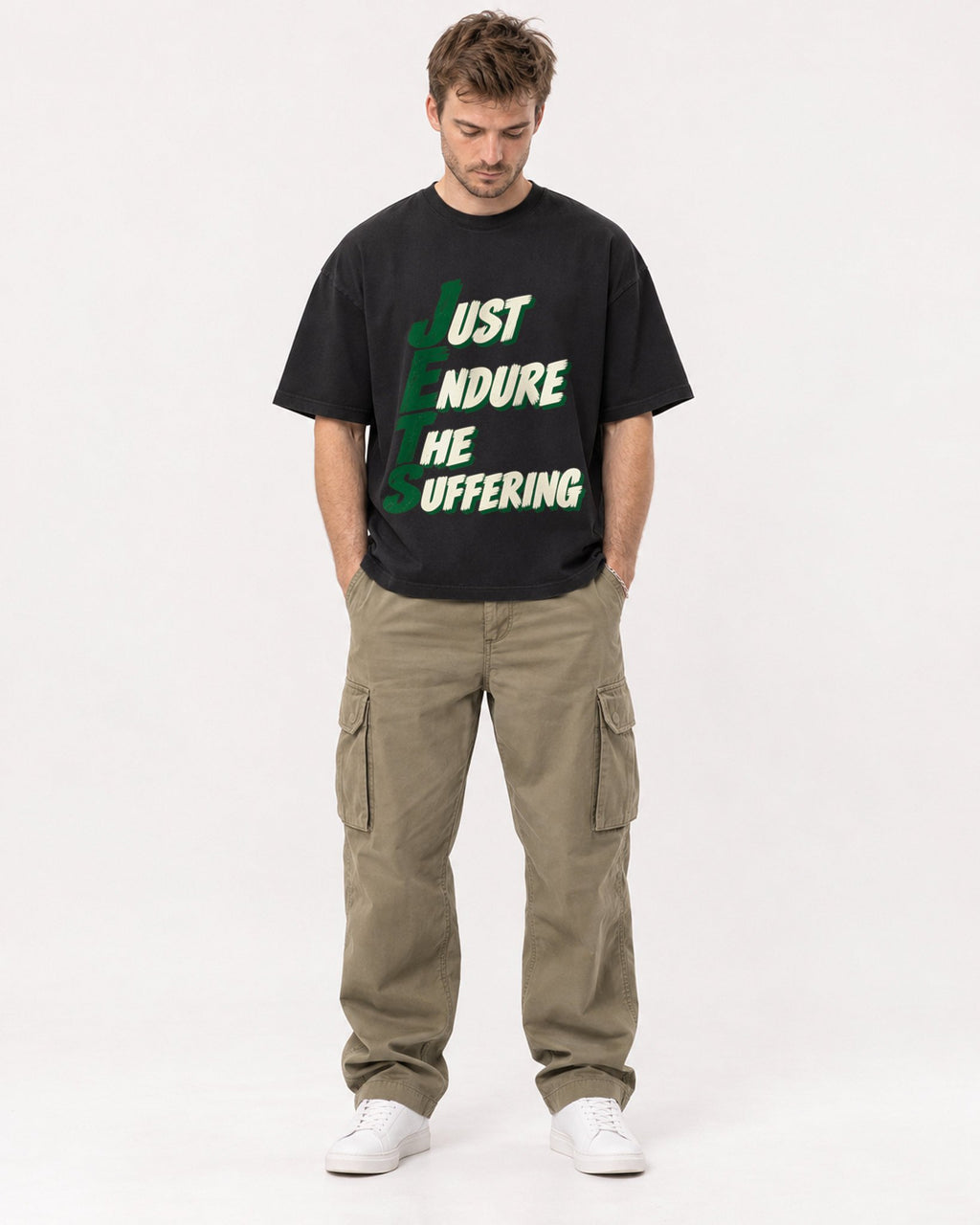 Mockup Boxy Heavyweight Tee Black male full-body 08