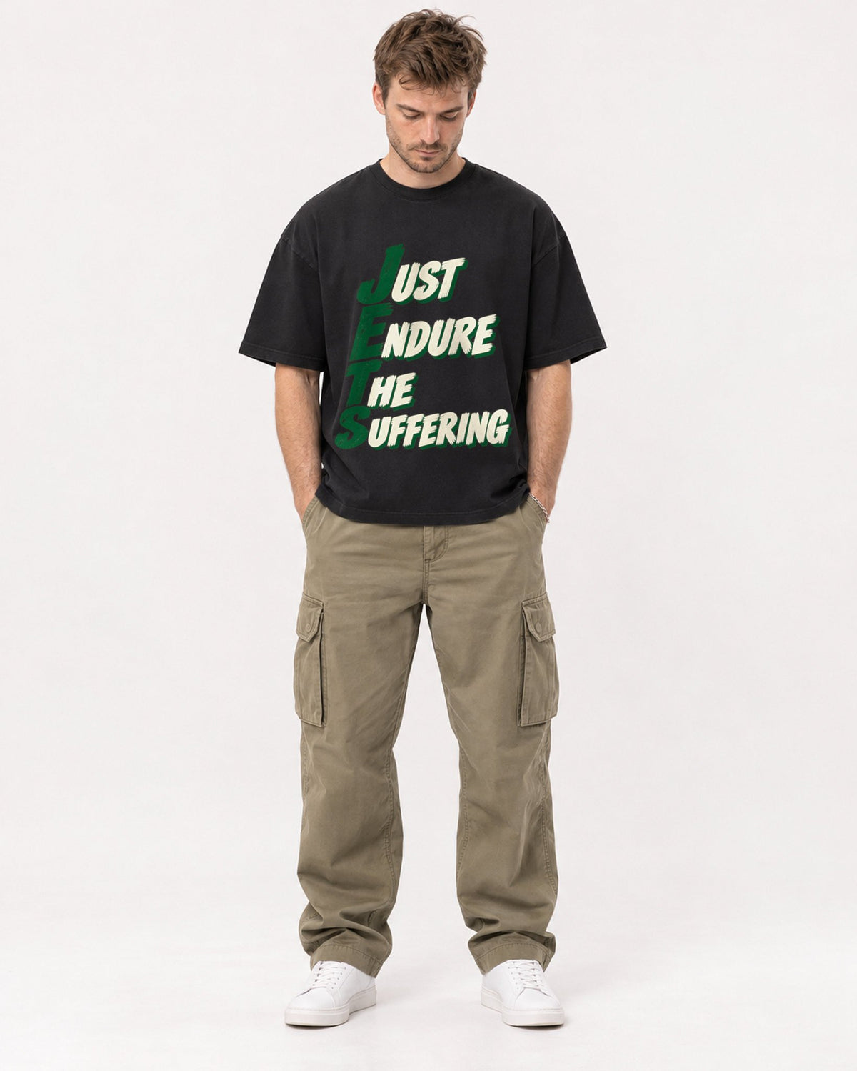 Mockup Boxy Heavyweight Tee Black male full-body 08