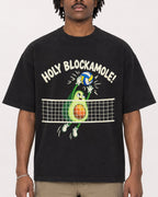 Mockup Boxy Heavyweight Tee Black male close-up 04