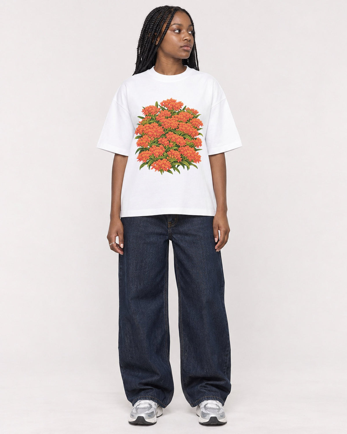 Mockup Boxy Heavyweight Tee White female full-body 04
