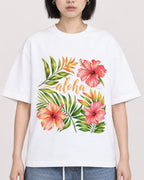 Mockup Boxy Heavyweight Tee White female close-up 11