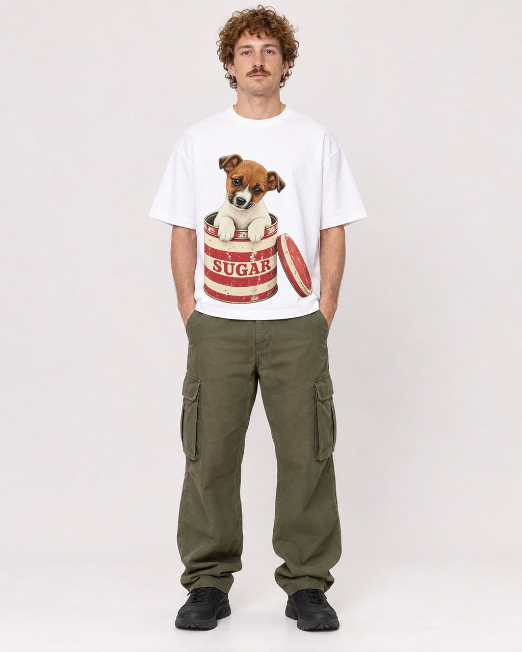 Mockup Boxy Heavyweight Tee White male full-body 09