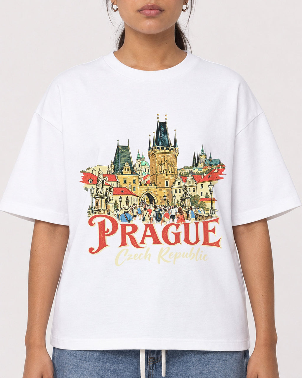 Mockup Boxy Heavyweight Tee White female close-up 16