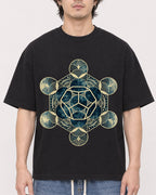 Mockup Boxy Heavyweight Tee Black male close-up 03