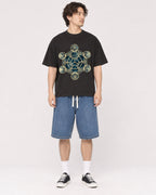 Mockup Boxy Heavyweight Tee Black male full-body 03