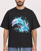 Mockup Boxy Heavyweight Tee Black male close-up 07