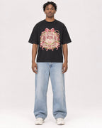Mockup Boxy Heavyweight Tee Black male full-body 05