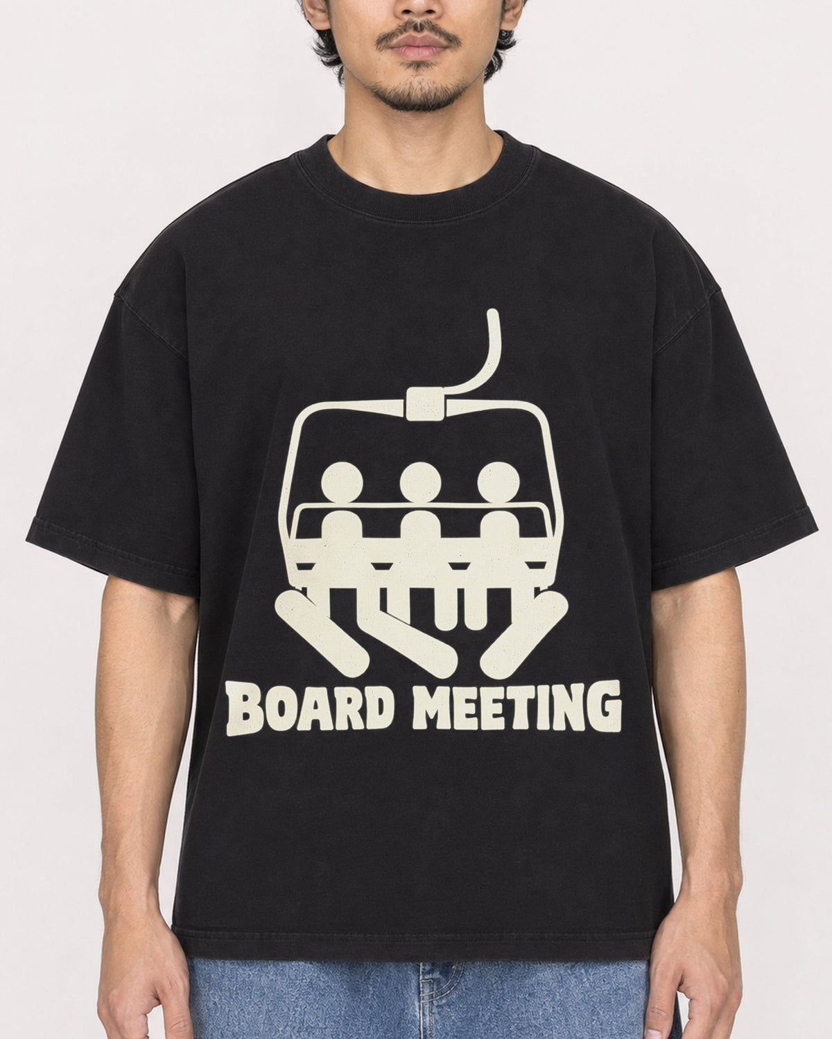 Mockup Boxy Heavyweight Tee Black male close-up 02