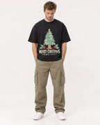 Mockup Boxy Heavyweight Tee Black male full-body 08