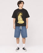 Mockup Boxy Heavyweight Tee Black male full-body 03