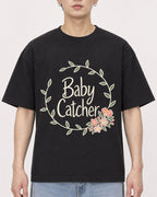 Mockup Boxy Heavyweight Tee Black male close-up 01