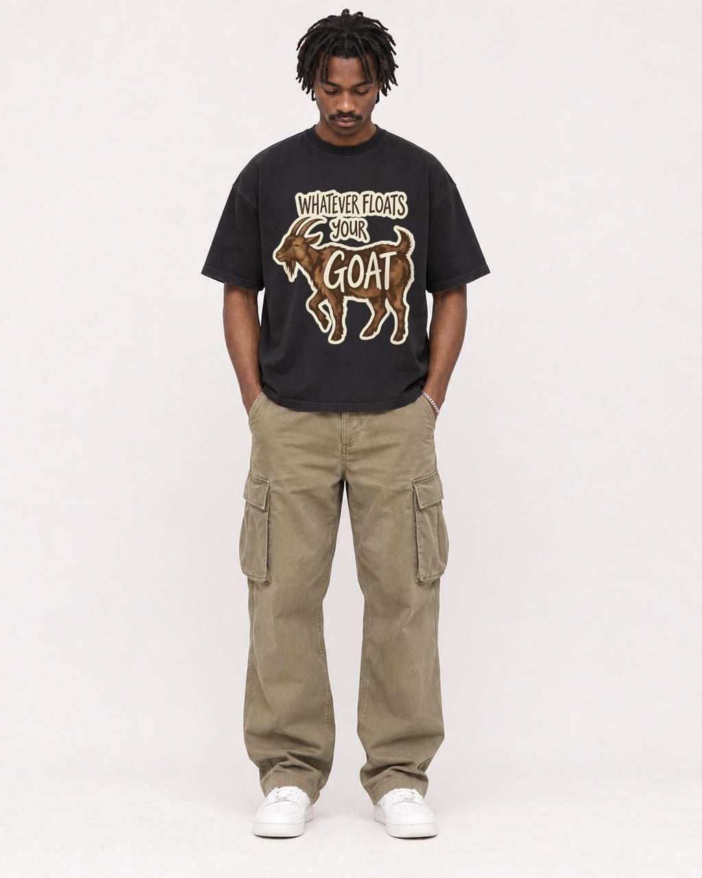 Mockup Boxy Heavyweight Tee Black male full-body 04