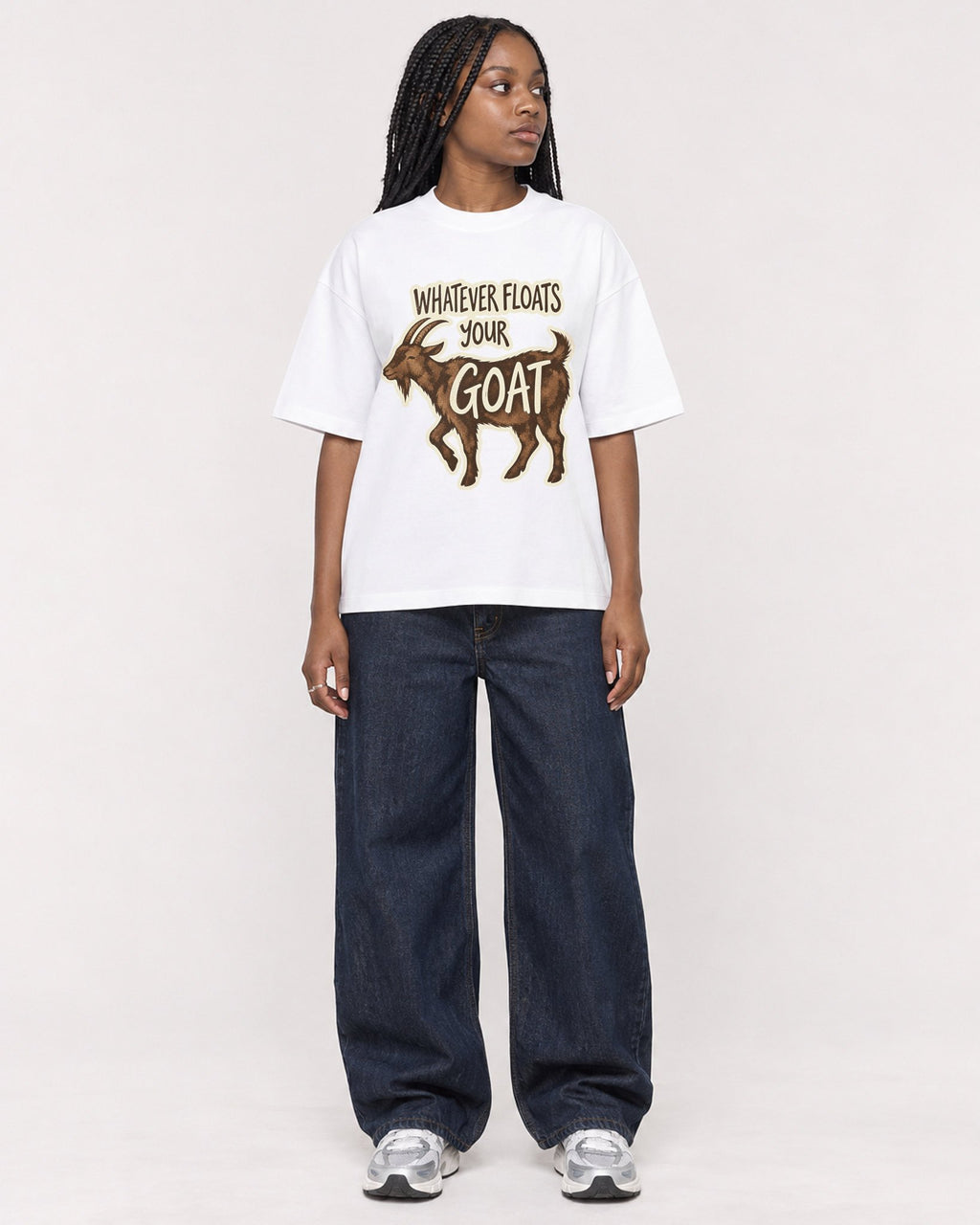 Mockup Boxy Heavyweight Tee White female full-body 04