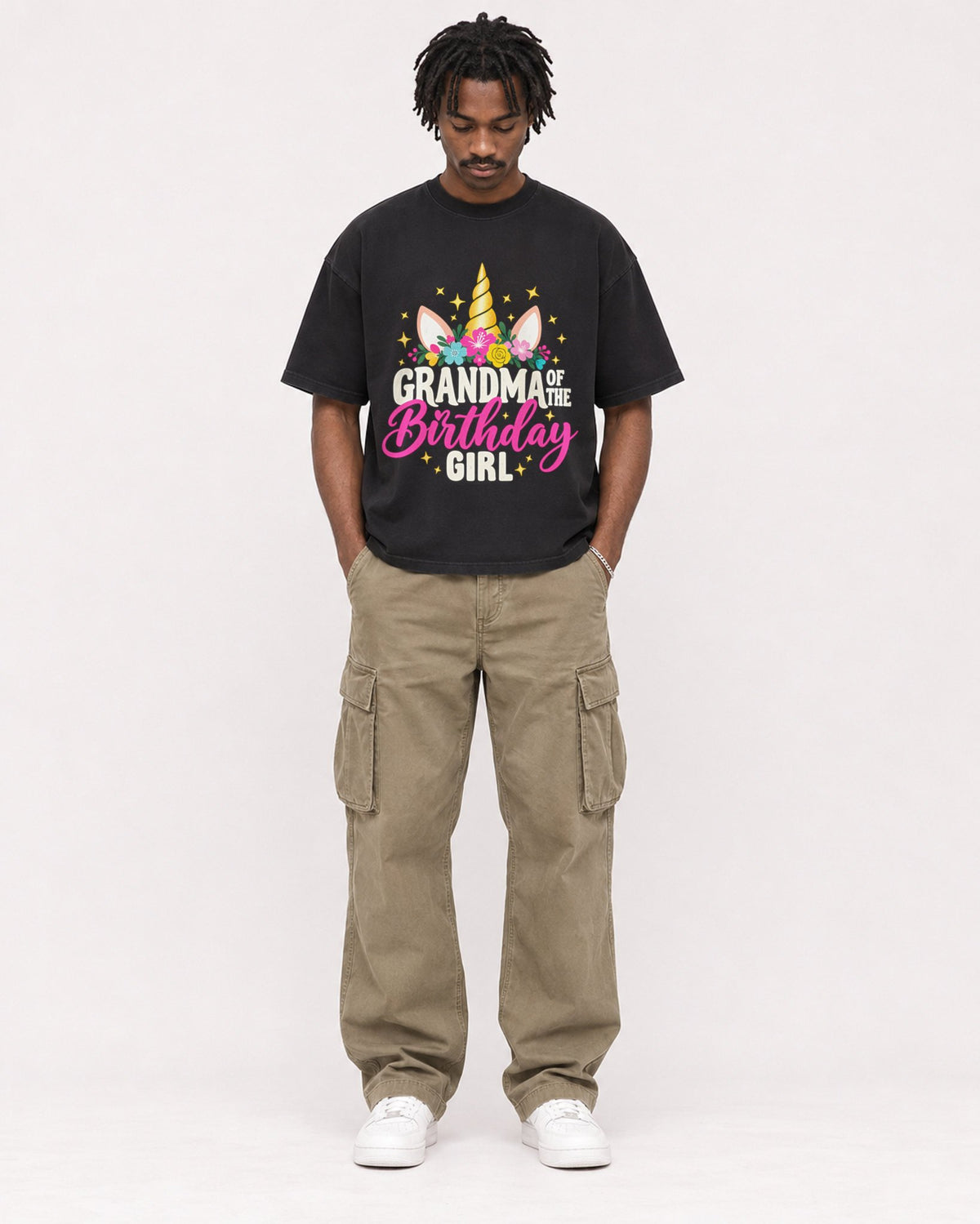 Mockup Boxy Heavyweight Tee Black male full-body 04