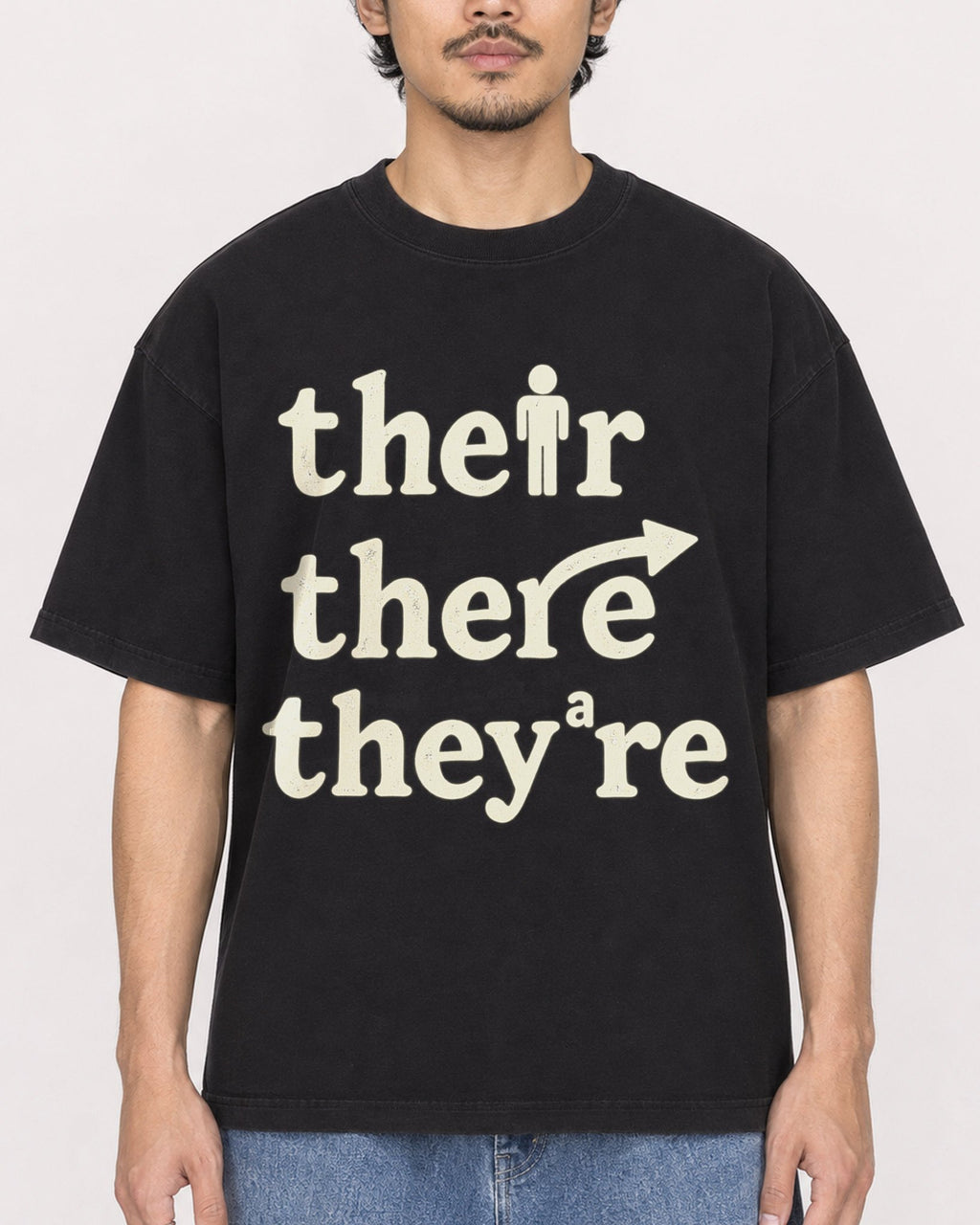 Mockup Boxy Heavyweight Tee Black male close-up 02