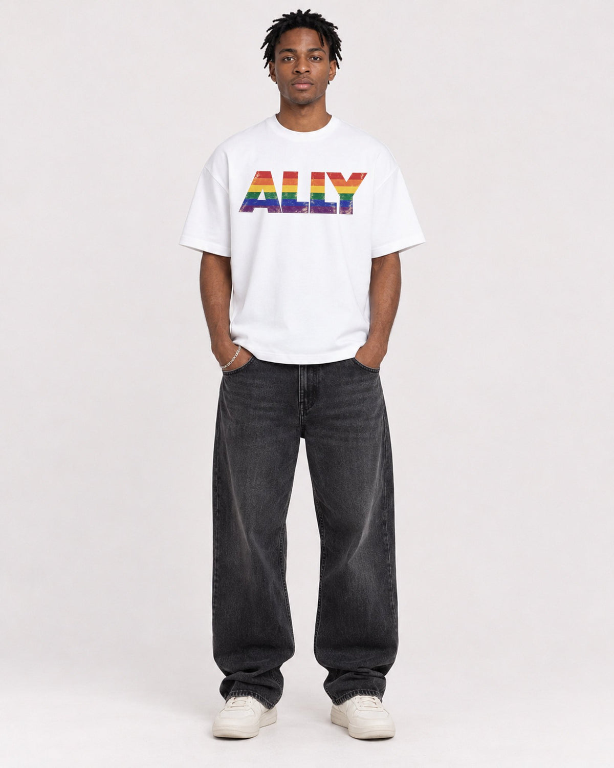 Mockup Boxy Heavyweight Tee White male full-body 05
