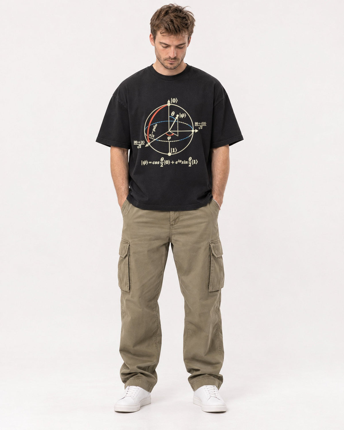 Mockup Boxy Heavyweight Tee Black male full-body 08
