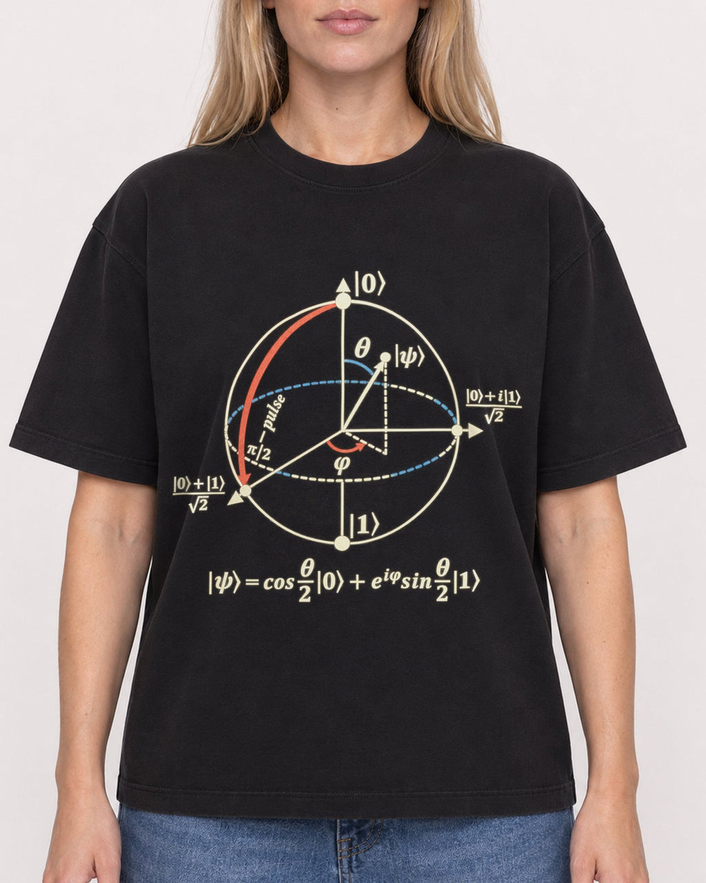 Mockup Boxy Heavyweight Tee Black female close-up 08