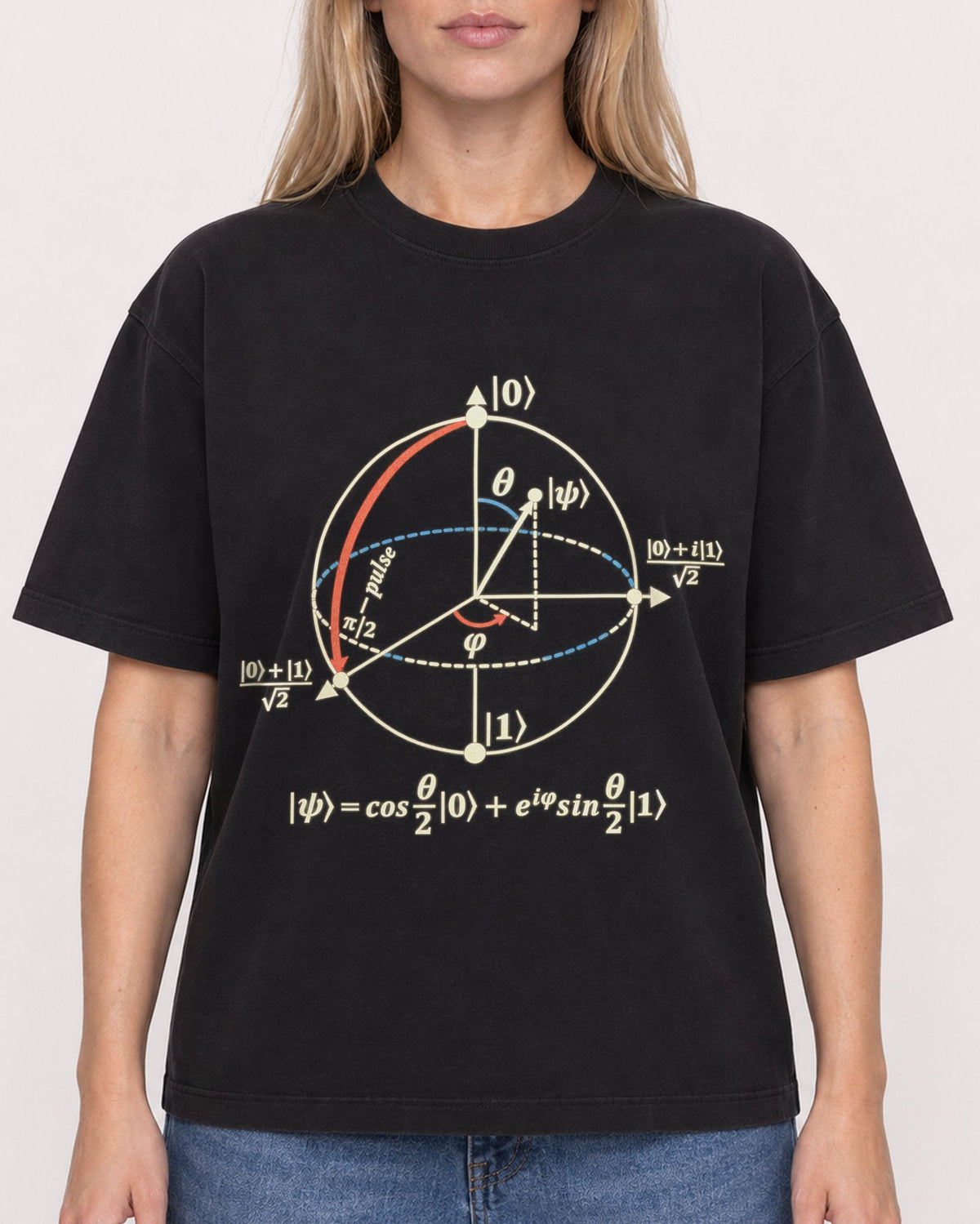 Mockup Boxy Heavyweight Tee Black female close-up 08