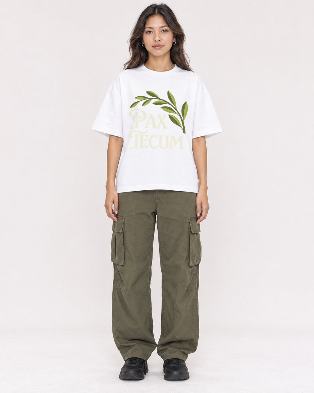 Mockup Boxy Heavyweight Tee White female full-body 02