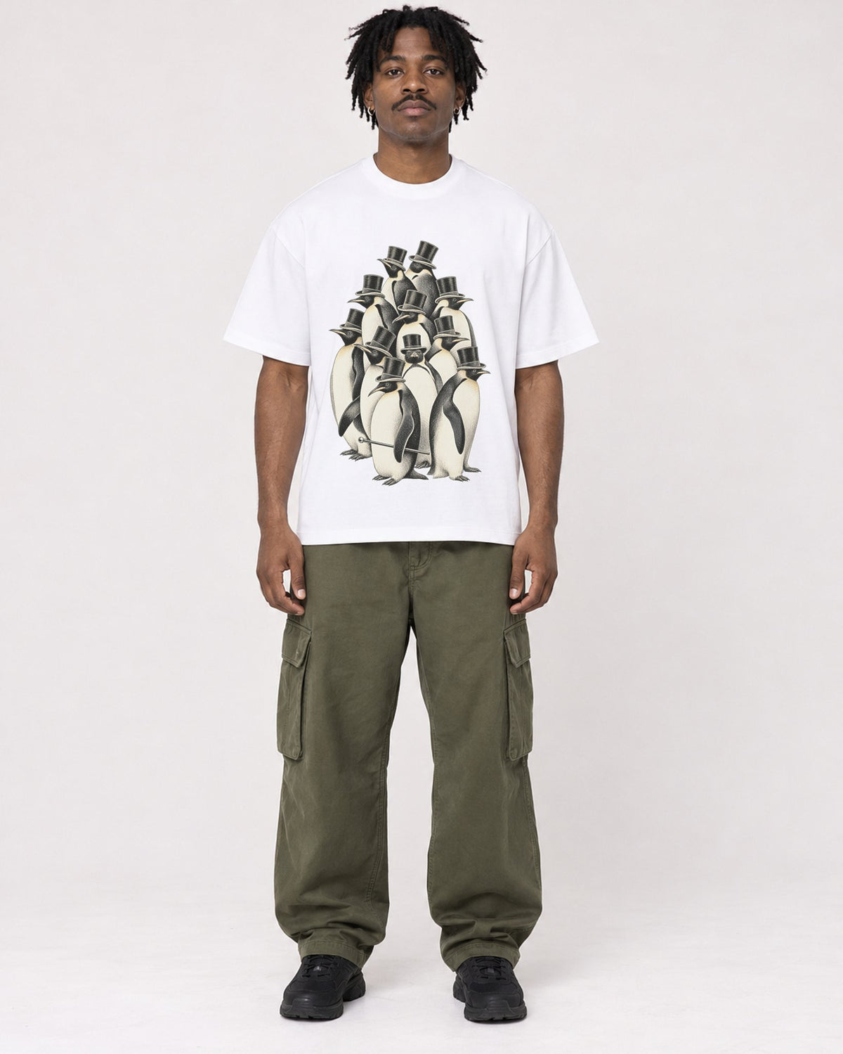 Mockup Boxy Heavyweight Tee White male full-body 04