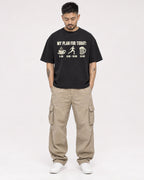 Mockup Boxy Heavyweight Tee Black male full-body 12