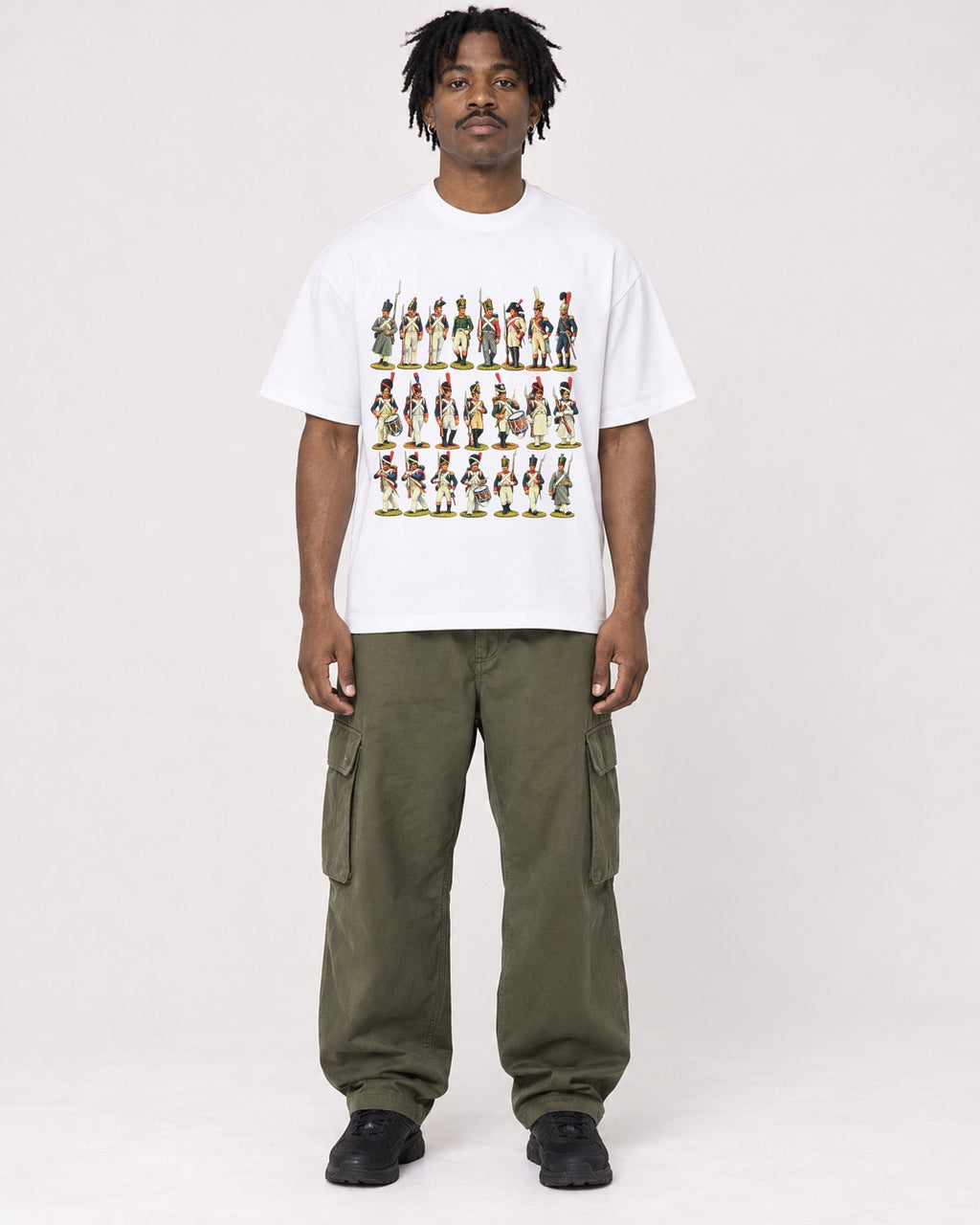 Mockup Boxy Heavyweight Tee White male full-body 04