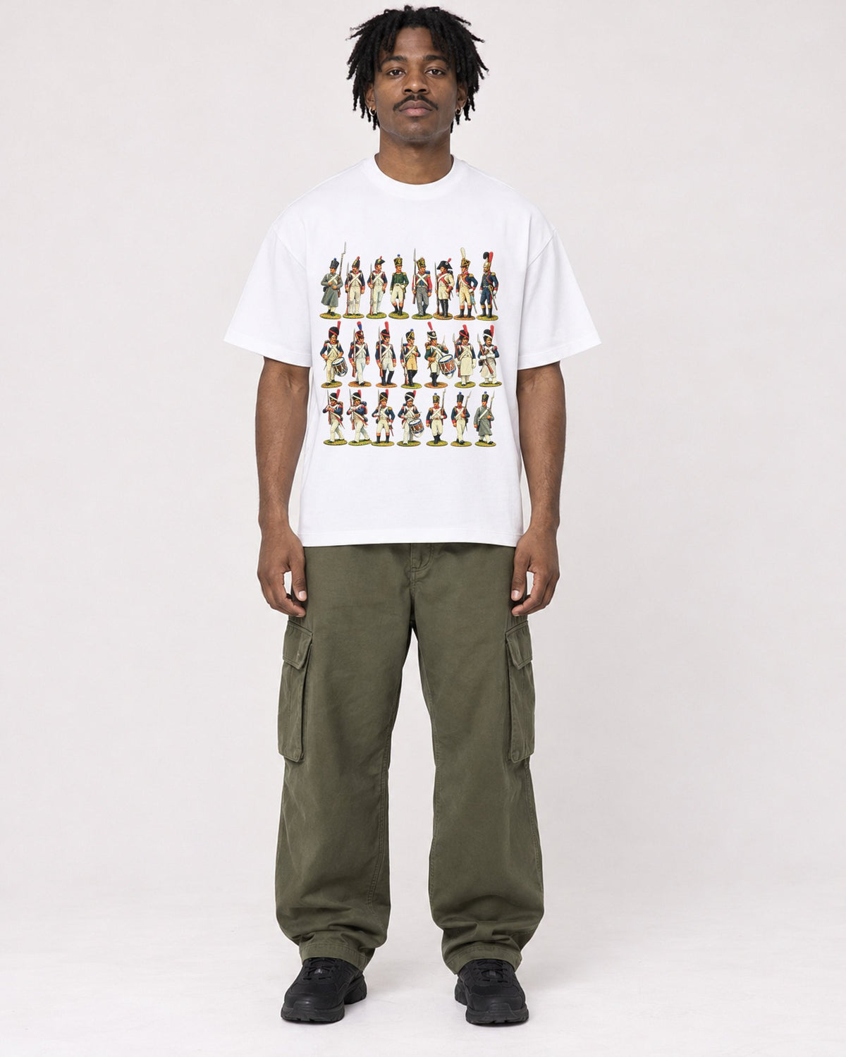 Mockup Boxy Heavyweight Tee White male full-body 04
