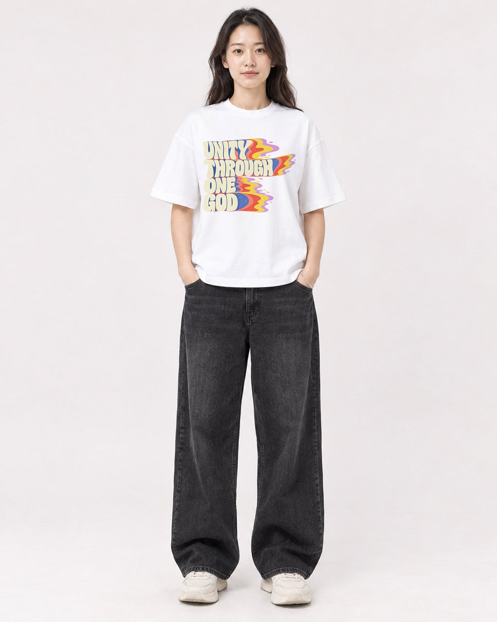 Mockup Boxy Heavyweight Tee White female full-body 03