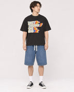 Mockup Boxy Heavyweight Tee Black male full-body 03