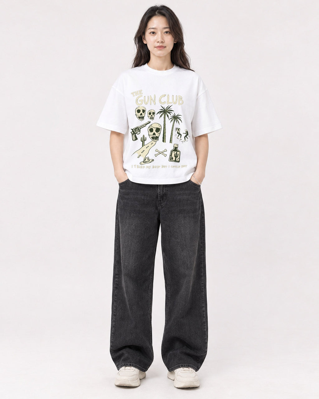 Mockup Boxy Heavyweight Tee White female full-body 03