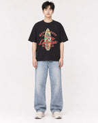Mockup Boxy Heavyweight Tee Black male full-body 01