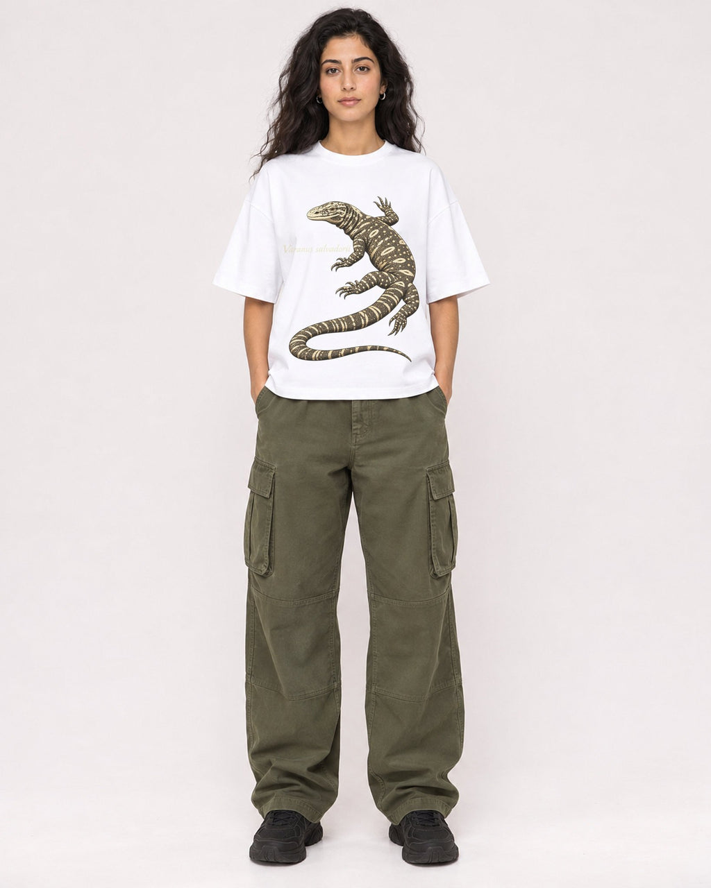 Mockup Boxy Heavyweight Tee White female full-body 07