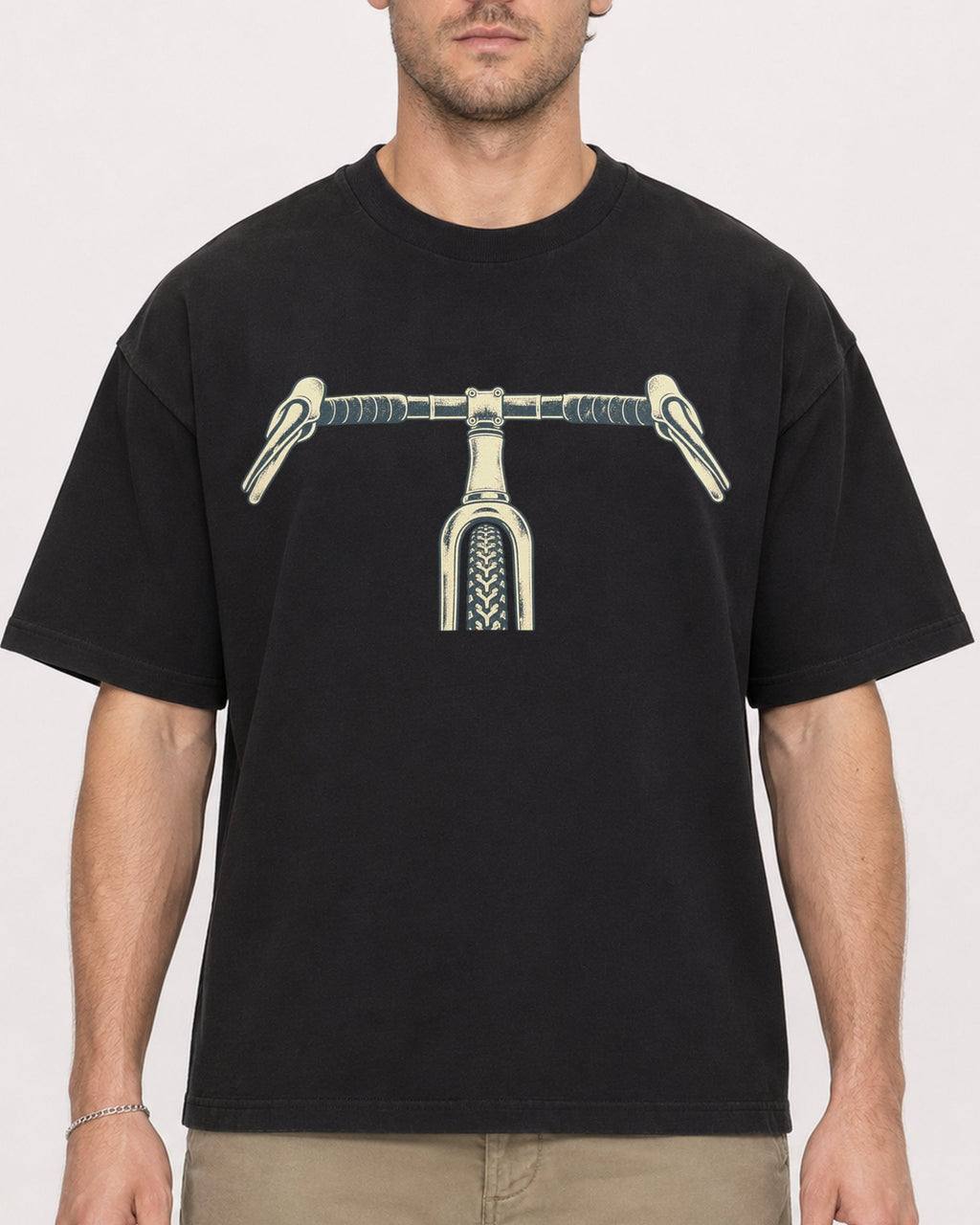 Mockup Boxy Heavyweight Tee Black male close-up 08