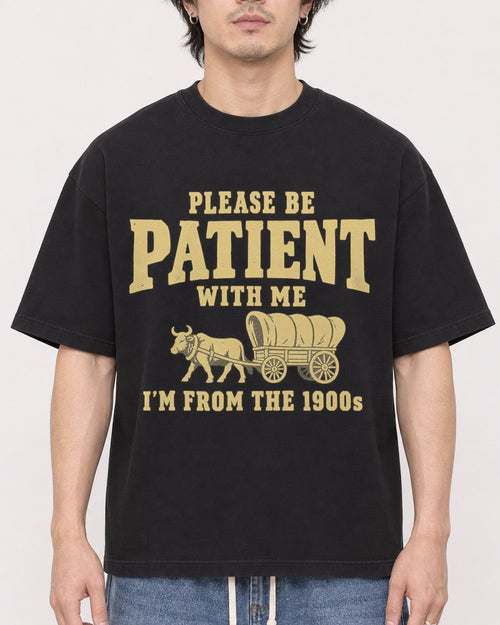 Mockup Boxy Heavyweight Tee Black male close-up 03