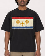 Mockup Boxy Heavyweight Tee Black male close-up 04