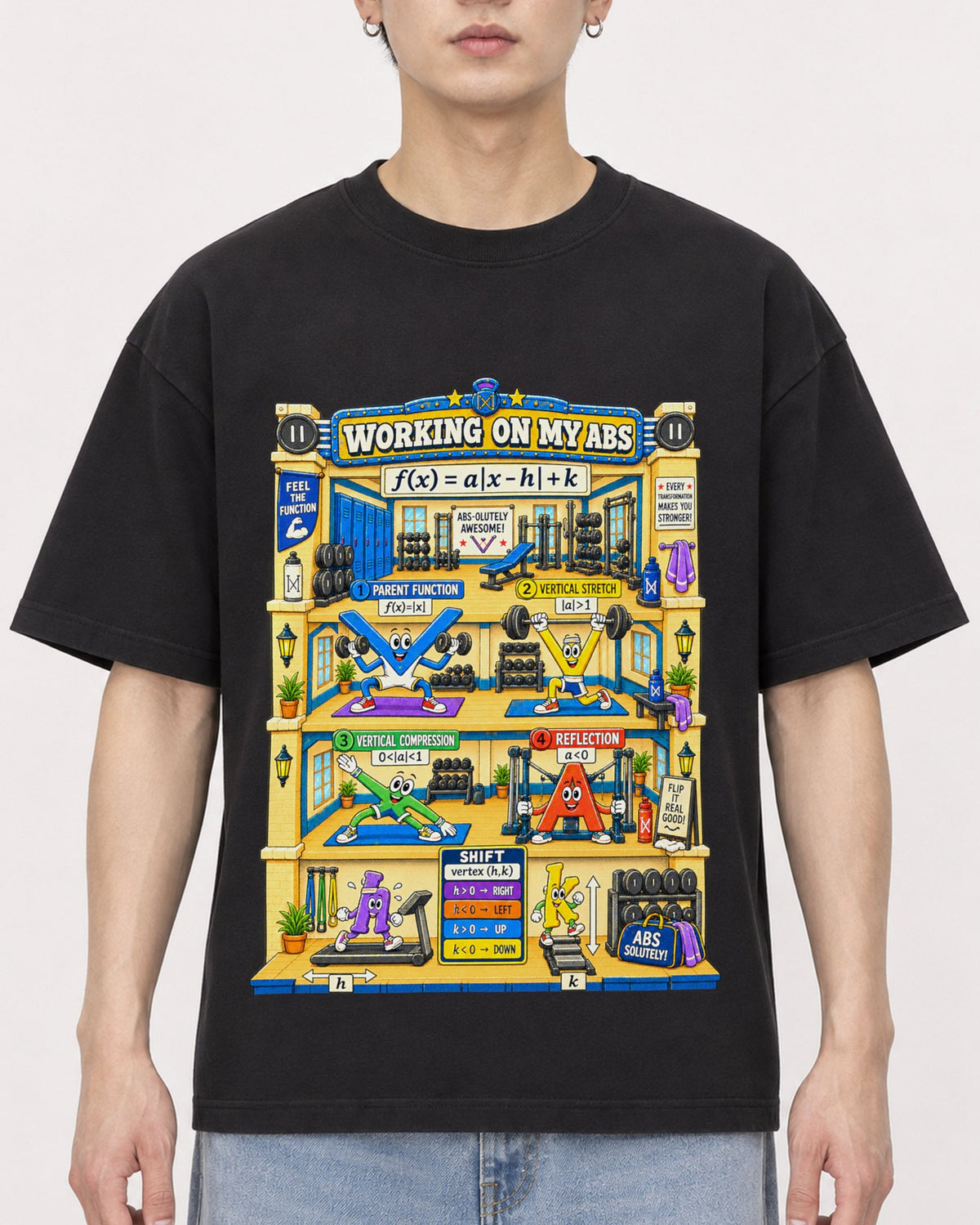 Mockup Boxy Heavyweight Tee Black male close-up 01